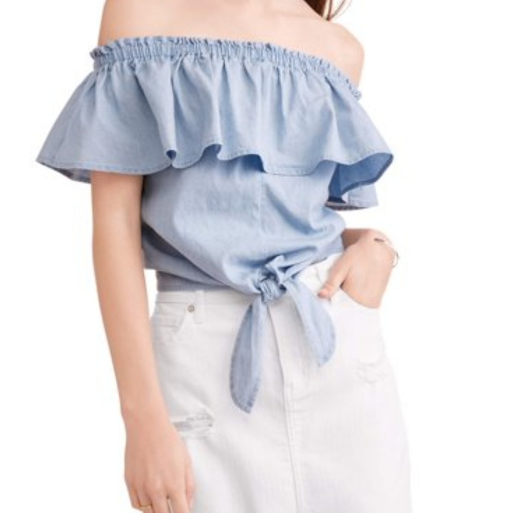 denim woven tie top